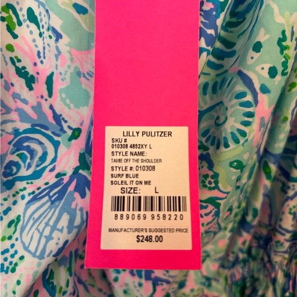 Lilly Pulitzer Tamie Off The Shoulder Surf Blue Soleil It On Me - Picture 2 of 2